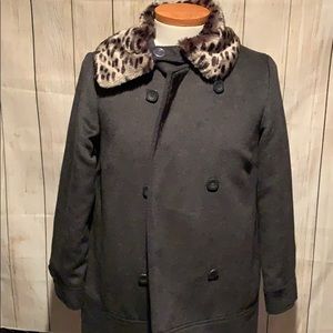 Nicole Miller Peacoat w/ detachable fur coat sz L